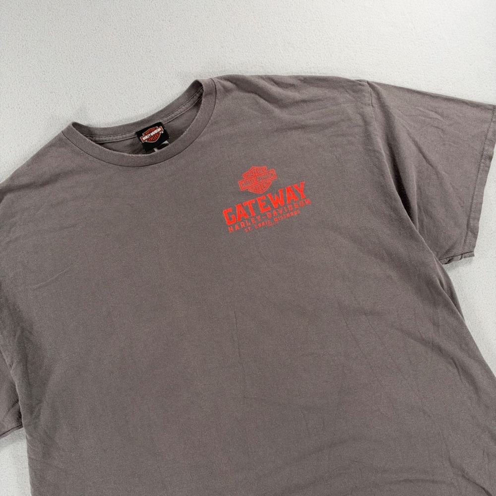 Harley-Davidson T-Shirt Gateway St. Louis Clydesdale 2XL Gray Short Sleeve